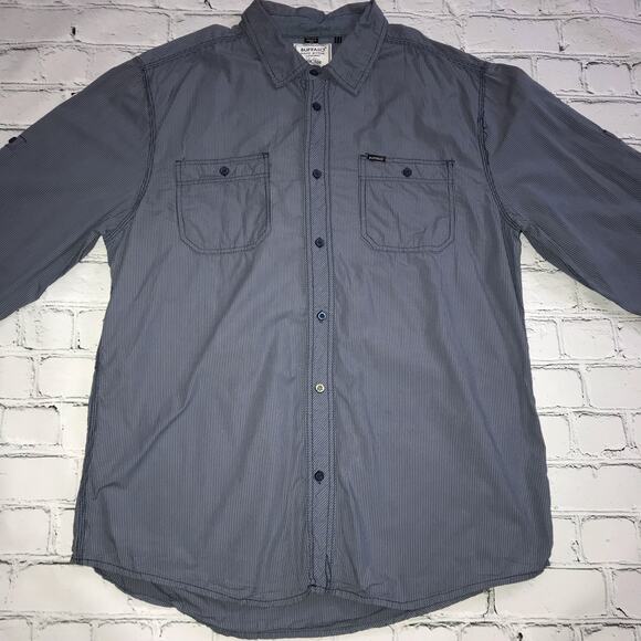 Blue Striped Buffalo D. Bitton Button Up - Picture 1 of 11
